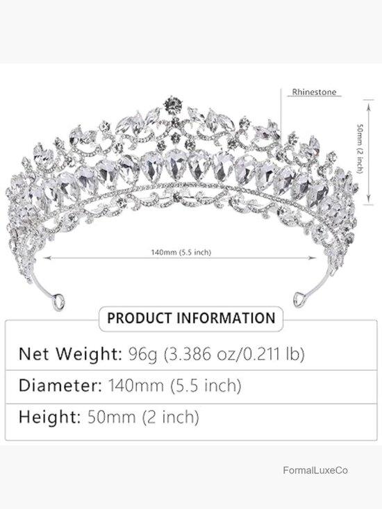 Crystal Wedding Tiara Crown Headband Princess Tiara for Bride Prom main image 4